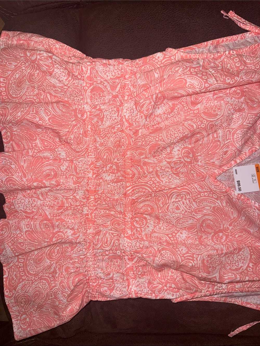 Michael Kors Coral Pink Paisley V-Neck Peplum Top - Picture 4 of 6